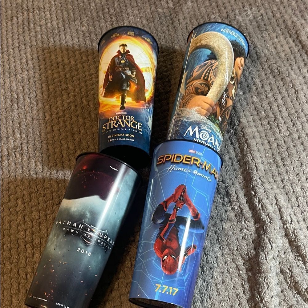 Set of 4 Movie-Themed promo theater cups